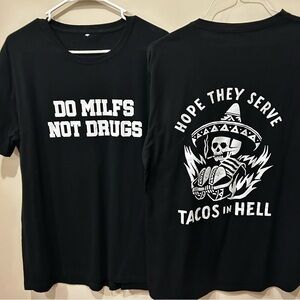 Black Graphic Tee with Bold White Print